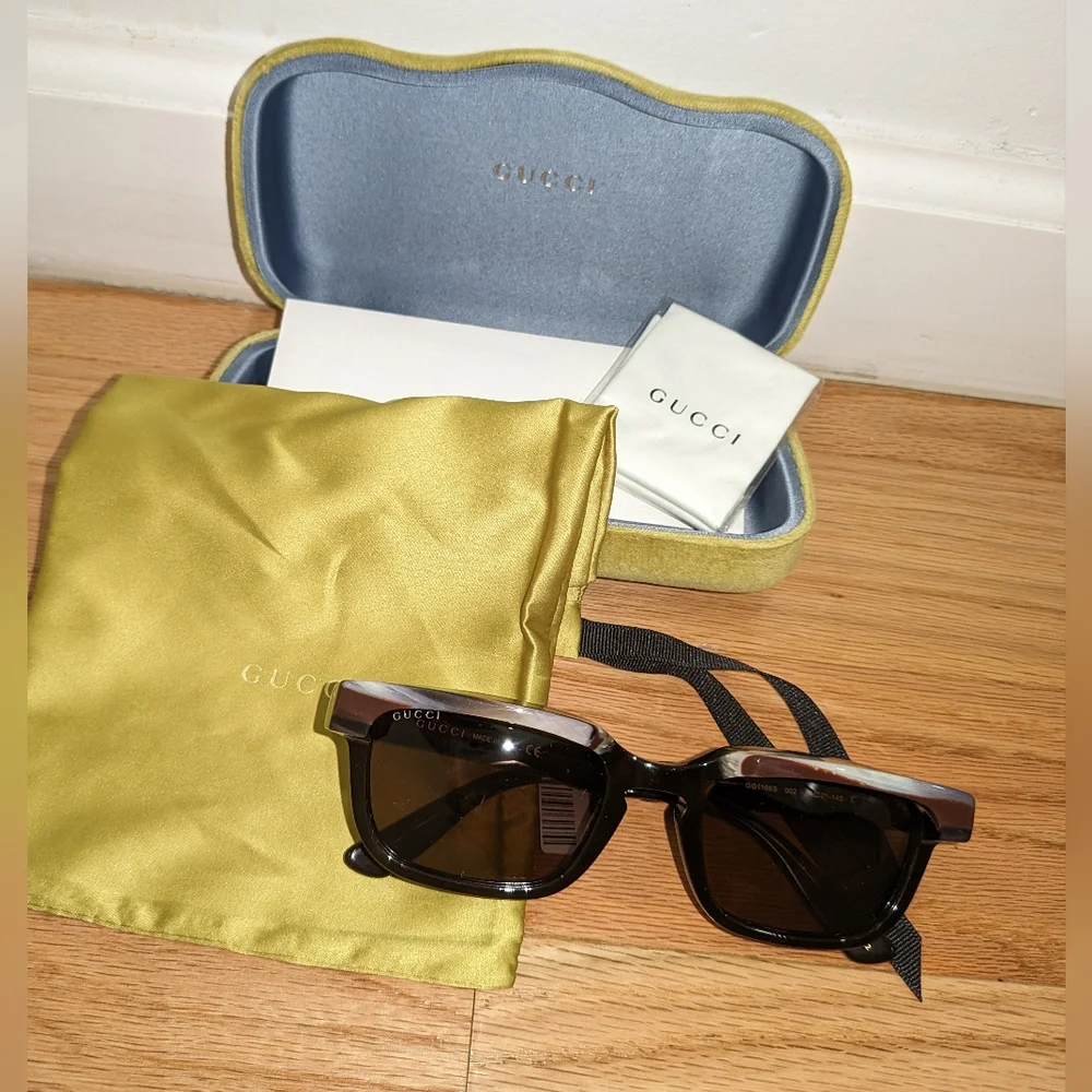 21. NWT GUCCI GG1166S RECTANGULAR FRAME SUNGLASSES IN HAVANA & BROWN